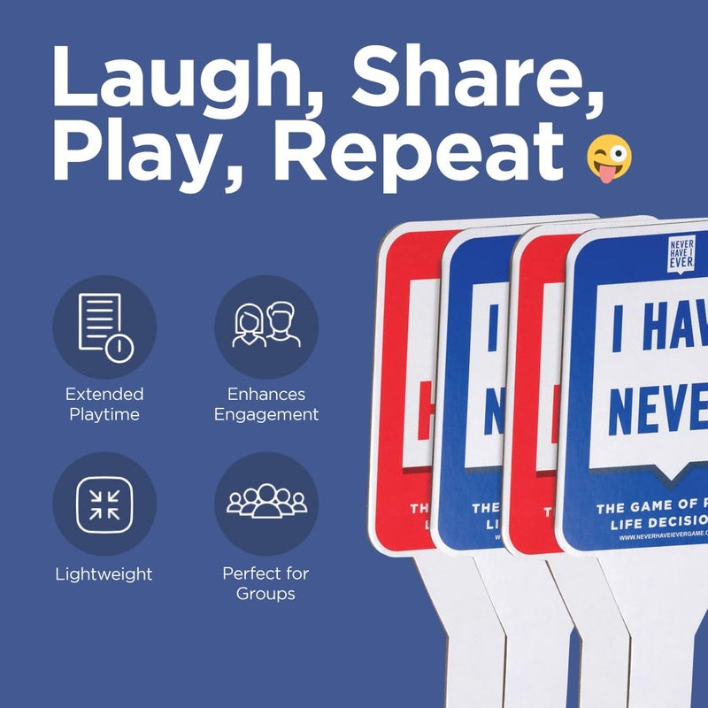 Never Have I Ever Card Game Paddles, Maximize The Fun of Playing Cards, 10 Physical I Have and I Have Never Paddles, Portable Adult Games for Game Nights, Vacations, Family Gatherings, Ages 17+ - Image 4